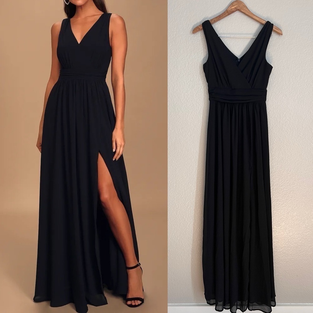 NWOT Thoughts of Hue Black Surplice Maxi Dress